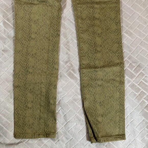 Adriano Goldschmied Womens 25 Denim Jeans Green Snake Reptile Prima Skinny Ankle - Picture 3 of 11